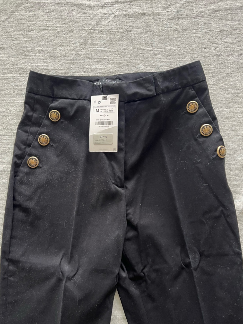 Zara Black High-Waist Trousers with Tag